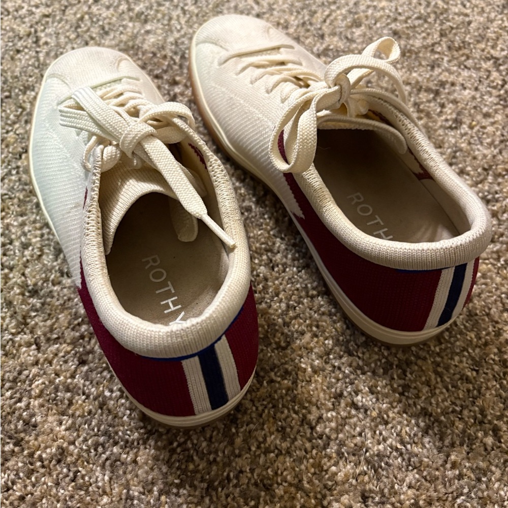 Rothy's Cream and Burgundy Women's Sneakers - Picture 3 of 6